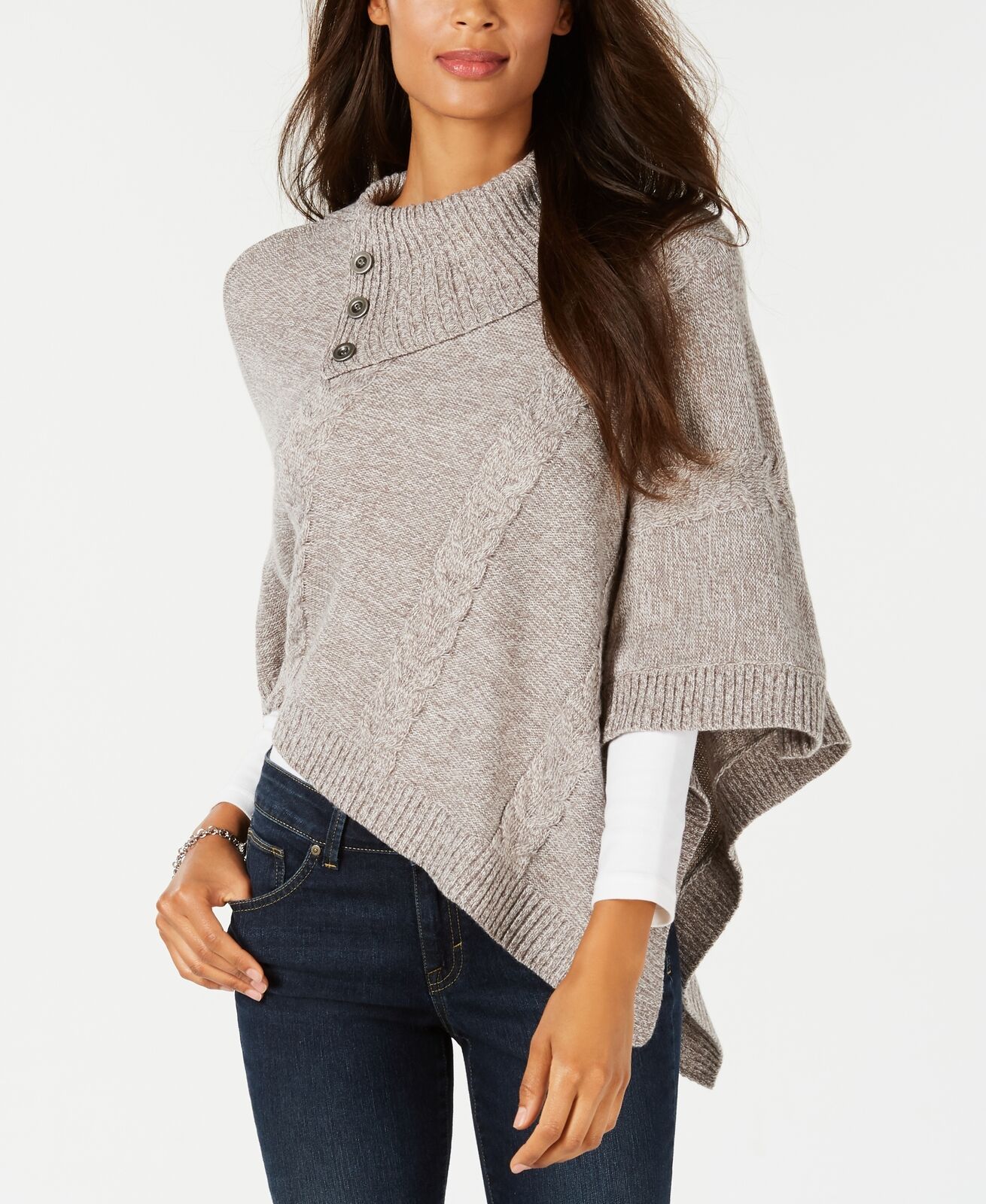 Karen Scott Women's Envelope Poncho Gray Size L/XL