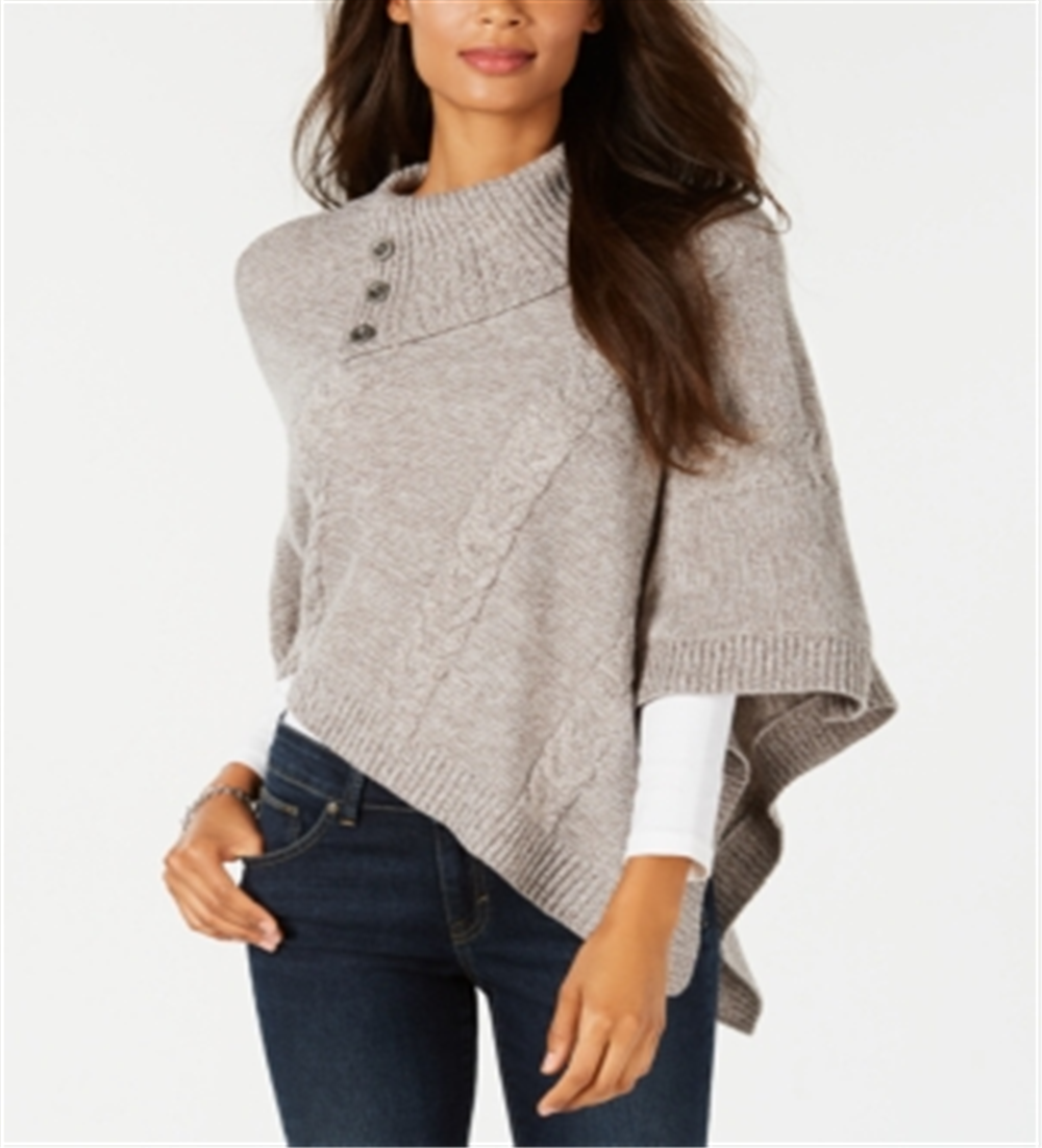 Karen Scott Women's Envelope Poncho Gray Size L/XL