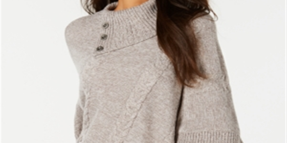 Karen Scott Women's Envelope Poncho Gray Size L/XL