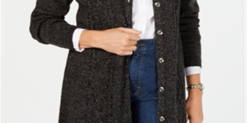 Karen Scott Women's Long Cardigan Sweater Black Size X-Small