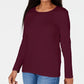 Karen Scott Women's Satin-Trim Scoop-Neck Top  Red Size X-Small