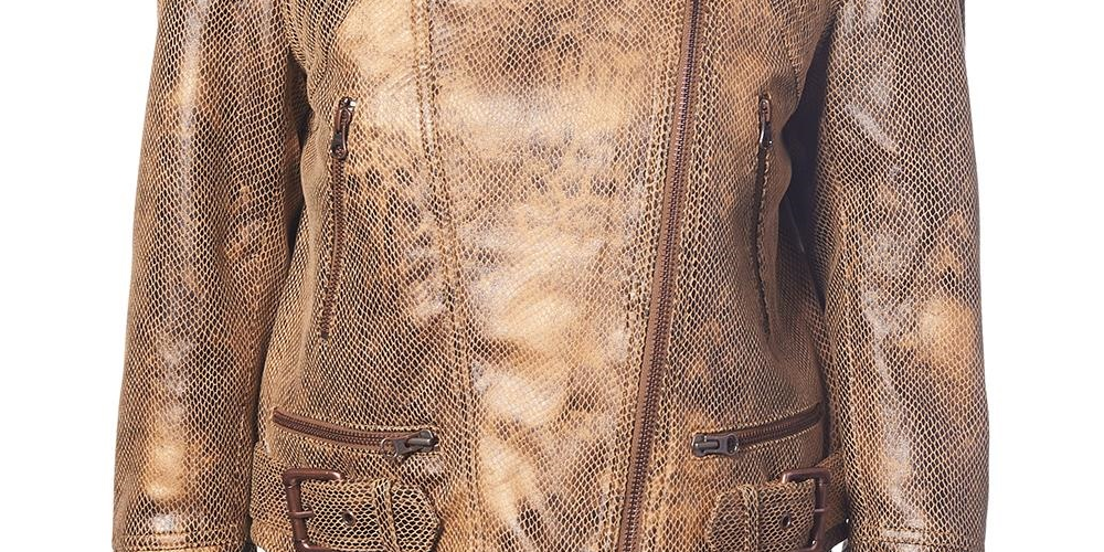 We The Free Women's Snake Skin Fenix Vegan Faux Leather Snake Print Moto Coat Brown Size Small