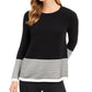 Charter Club Women's Colorblocked Ottoman Sweater Black Size X-Large