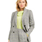 Bar III Women's Double Breasted Plaid Blazer Wear to Work Jacket Gray Size Medium