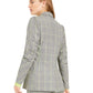 Bar III Women's Double Breasted Plaid Blazer Wear to Work Jacket Gray Size Medium
