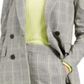 Bar III Women's Double Breasted Plaid Blazer Wear to Work Jacket Gray Size Medium