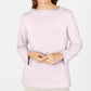 Karen Scott Women's Ribbed Printed Long Sleeve Crew Neck Blouse Top Pink Size Petite Medium