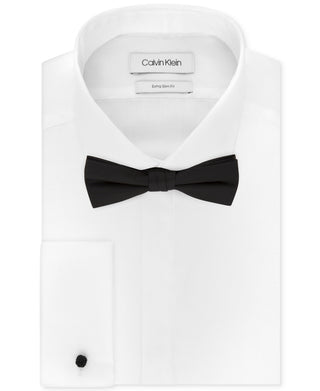 Calvin Klein X Men's Extra-Slim Fit Formal White French Cuff Tuxedo Dress Shirt & Pre-Tied Solid Bow Tie Set White Size 17X34-35