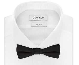 Calvin Klein X Men's Extra-Slim Fit Formal White French Cuff Tuxedo Dress Shirt & Pre-Tied Solid Bow Tie Set White Size 17X34-35