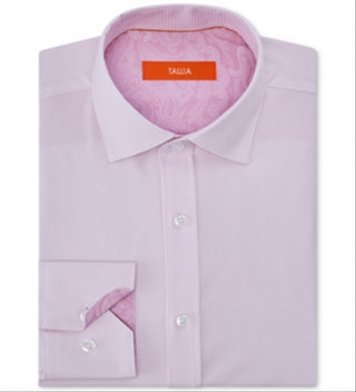 Tallia Men's Slim Fit Non Iron Performance Stretch Striped Dress Shirt Pink Size L