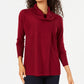 JM Collection Women's Faux-Wrap Cowl-Neck Sweater Red Size Small