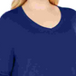 JM Collection Women's Solid Long Sleeve Scoop Neck T-Shirt Top Blue Size 1X