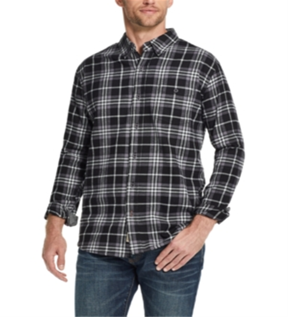 Weatherproof Men's Plaid Collared Dress Shirt Black Size XXX-Large