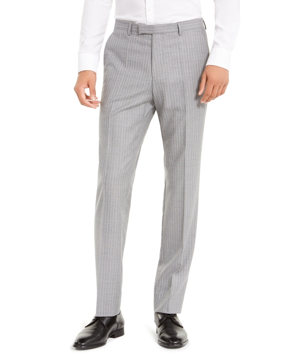 HUGO Men's Slim-Fit Medium Gray Stripe Suit Pants Gray Size 34