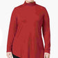 JM Collection Women's Red Solid Long Sleeve Turtle Neck Blouse Top Red Size 2X