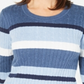 Karen Scott Women's Cotton Striped Cable Knit Sweater Blue Multi Size Petite S