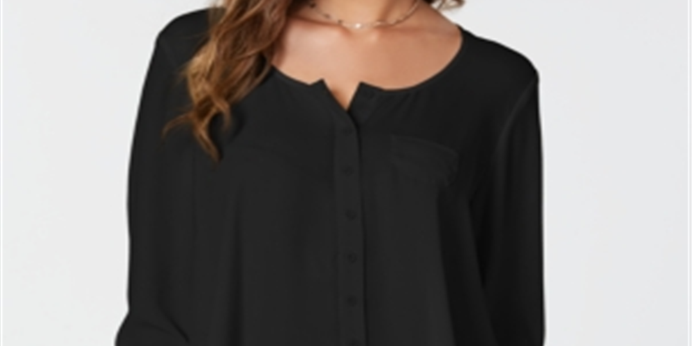 Style & Co Women's Swing Blouse Black Size Petite M