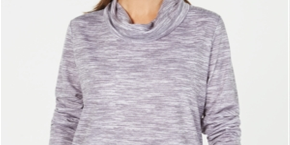 Karen Scott Women's Funnel Neck Space Dyed Top Smoke Gray Size Petite XL