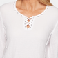 Alfred Dunner Women's In The Studded Lattice Trim Top White Size Petite X-Large