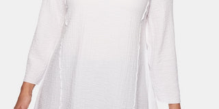 Alfred Dunner Women's In The Studded Lattice Trim Top White Size Petite X-Large