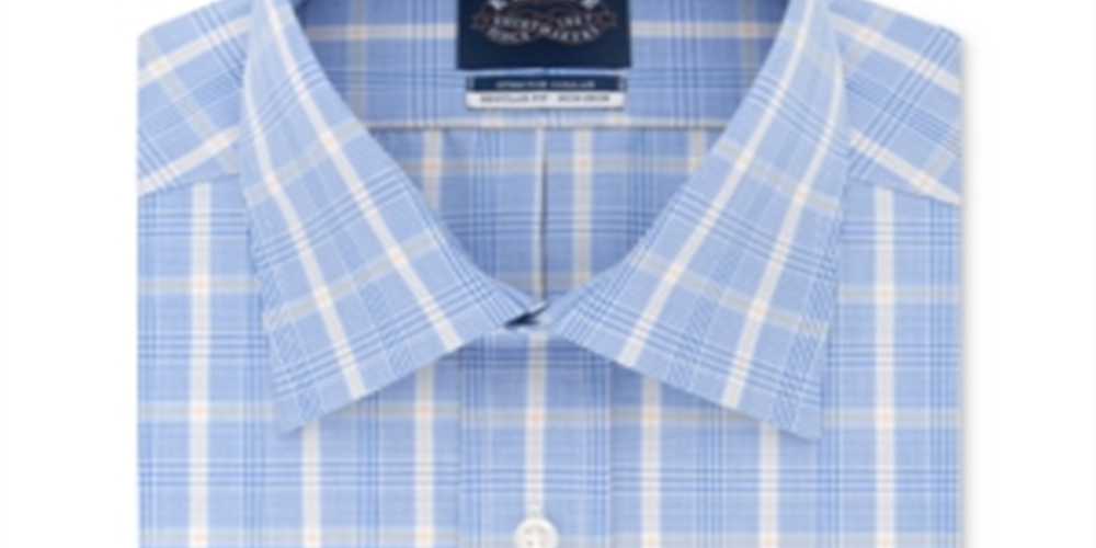 Eagle Men's Plaid Collared Dress Shirt Blue Size 17.5X32X33