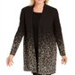 JM Collection Women's Ombre Jacquard Coatigan Black Size Petite