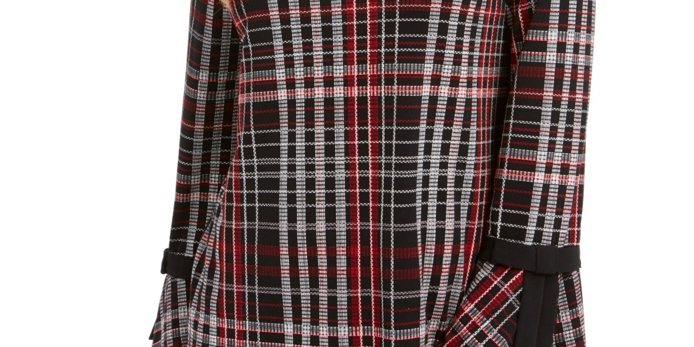 Charter Club Women's Plaid Contrast Trim Top Black Size Large