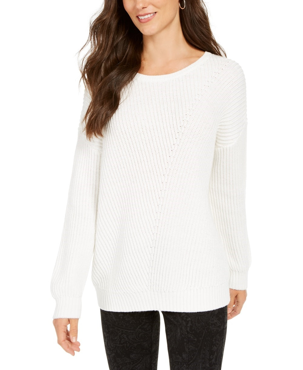 Style & Co Women's Ribbed Drop Shoulder Sweater White Size XX-Large