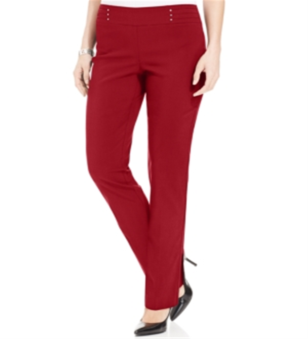 JM Collection Women's Studded Pull on Pants & Short Red Size Petite S