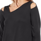 Alfani Women's Asymmetrical Cut Out Top Black  Size Petite S