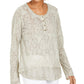Style & Co Women's Lace Henley Top Gray Size Large