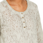 Style & Co Women's Lace Henley Top Gray Size Large