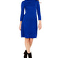 Nine West Women's Cowlneck Sweater Dress Blue Size Large