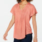 Style & Co Women's Textured Flutter Sleeve Top Orange Size XX-Large