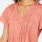Style & Co Women's Textured Flutter Sleeve Top Orange Size XX-Large