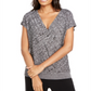 Alfani Women's Textured Surplice Sweater Black - White Size Petite Medium