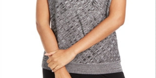 Alfani Women's Textured Surplice Sweater Black - White Size Petite Medium