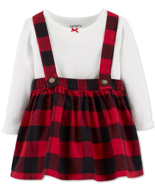 Carter's Girls' Infant Bodysuits Plaid Skirtalls Red Size 6 Months