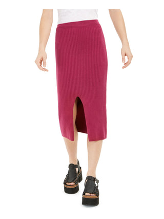 Free People Women's Textured Below the Knee Pencil Skirt Purple Size Small