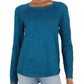 Karen Scott Women's Curved Hem Sweater Teal Size Small