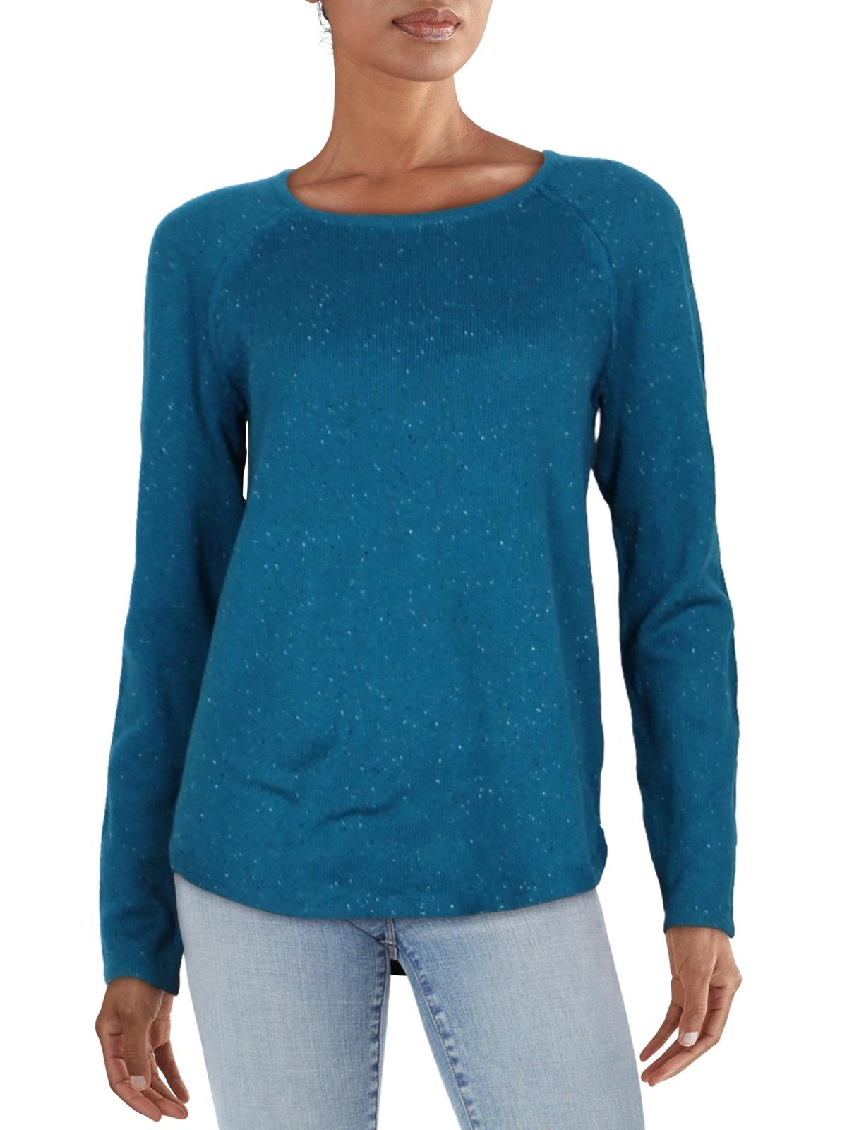 Karen Scott Women's Curved Hem Sweater Teal Size Small