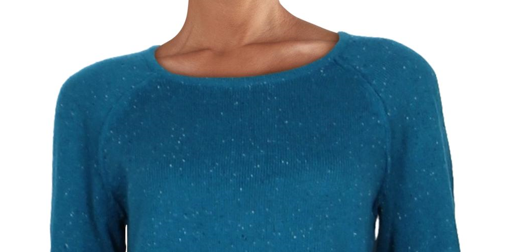 Karen Scott Women's Curved Hem Sweater Teal Size Small