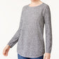 Karen Scott Women's Heather Long Sleeve Jewel Neck T-Shirt Top White Size PI