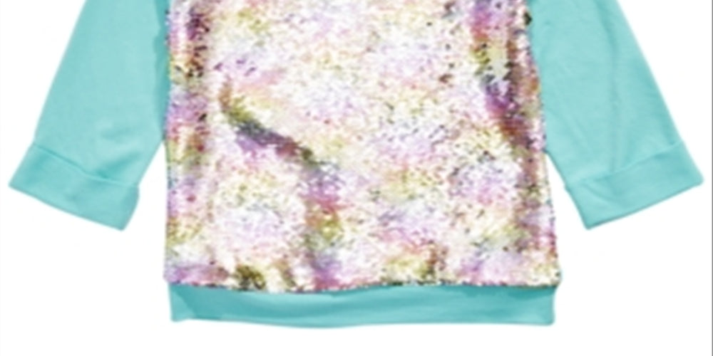 Beautees Big Girl's Flip Rainbow Sequin Top Blue Size X-Large