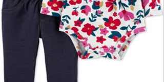 Carter's Girl's Infant Floral Ruffle Bodysuit Pocket Pants Pink Size 9MOS