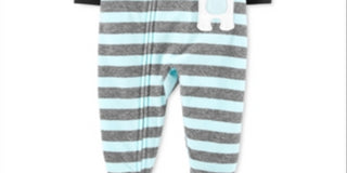 Carter's Boy's Stripe Woodland Creature Fleece Footie Blue-Gray Size 3T