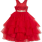 Rare Editions Big Girl's Embellished Tiered Gown Red Size 10