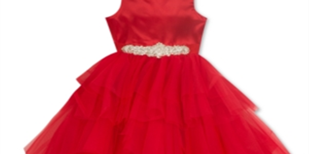 Rare Editions Big Girl's Embellished Tiered Gown Red Size 10