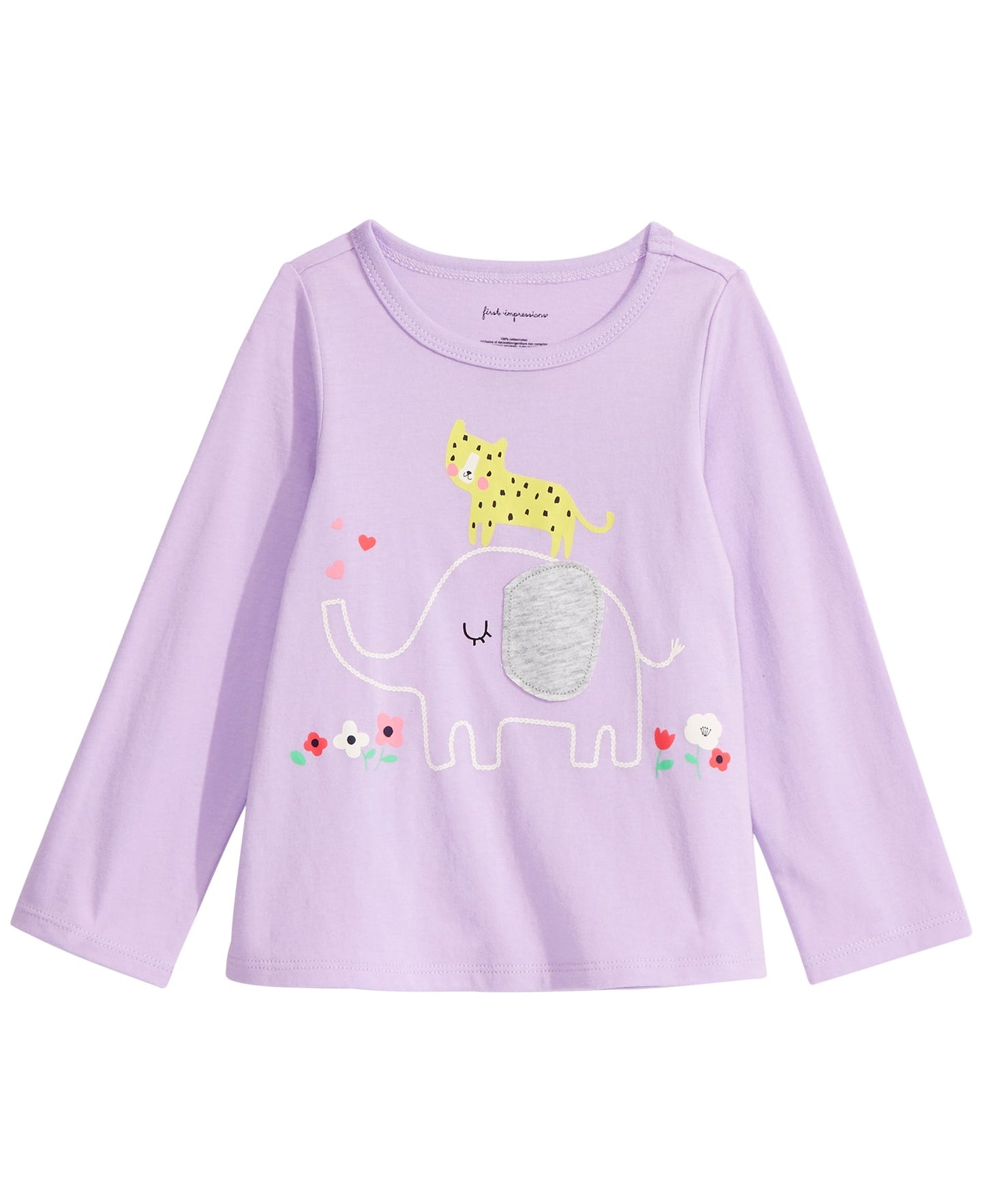 First Impressions Infant Girl's Long Sleeve Elephant T-Shirt Purple Size 3-6MOS