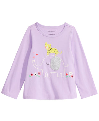 First Impressions Infant Girl's Long Sleeve Elephant T-Shirt Purple Size 3-6MOS